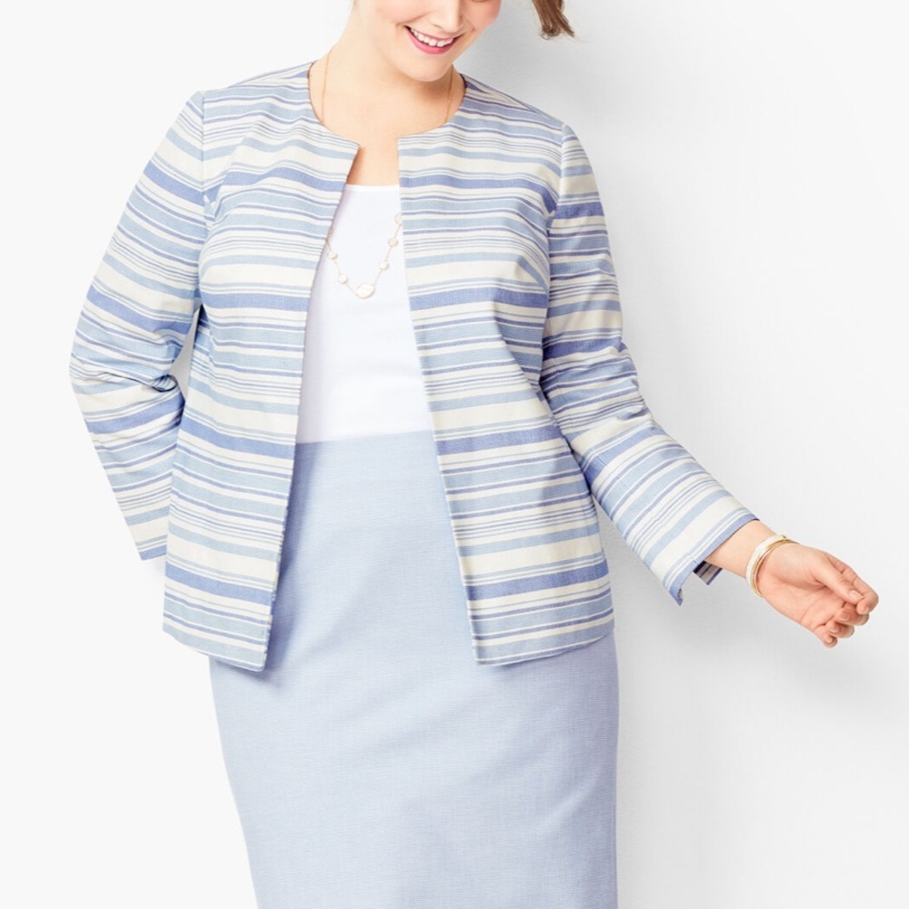 Talbots Stripe Biscay Open-Front Jacket Size 22w - image 1
